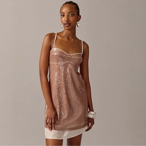 NWT J.CREW X ANNA OCTOBER Limited Edition Layered Sequin Slip Dress. $398 - Picture 3 of 12